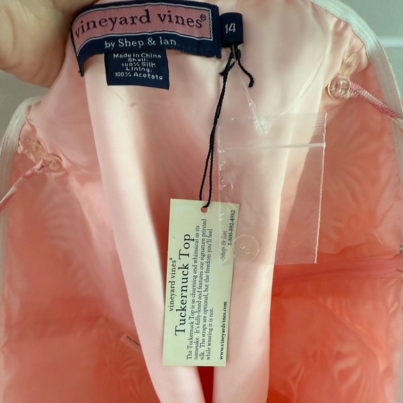 Vineyard Vines The Tuckernuck Tank Top - Silk - Pink Shell Print - Size 14 - NWT - Picture 8 of 9